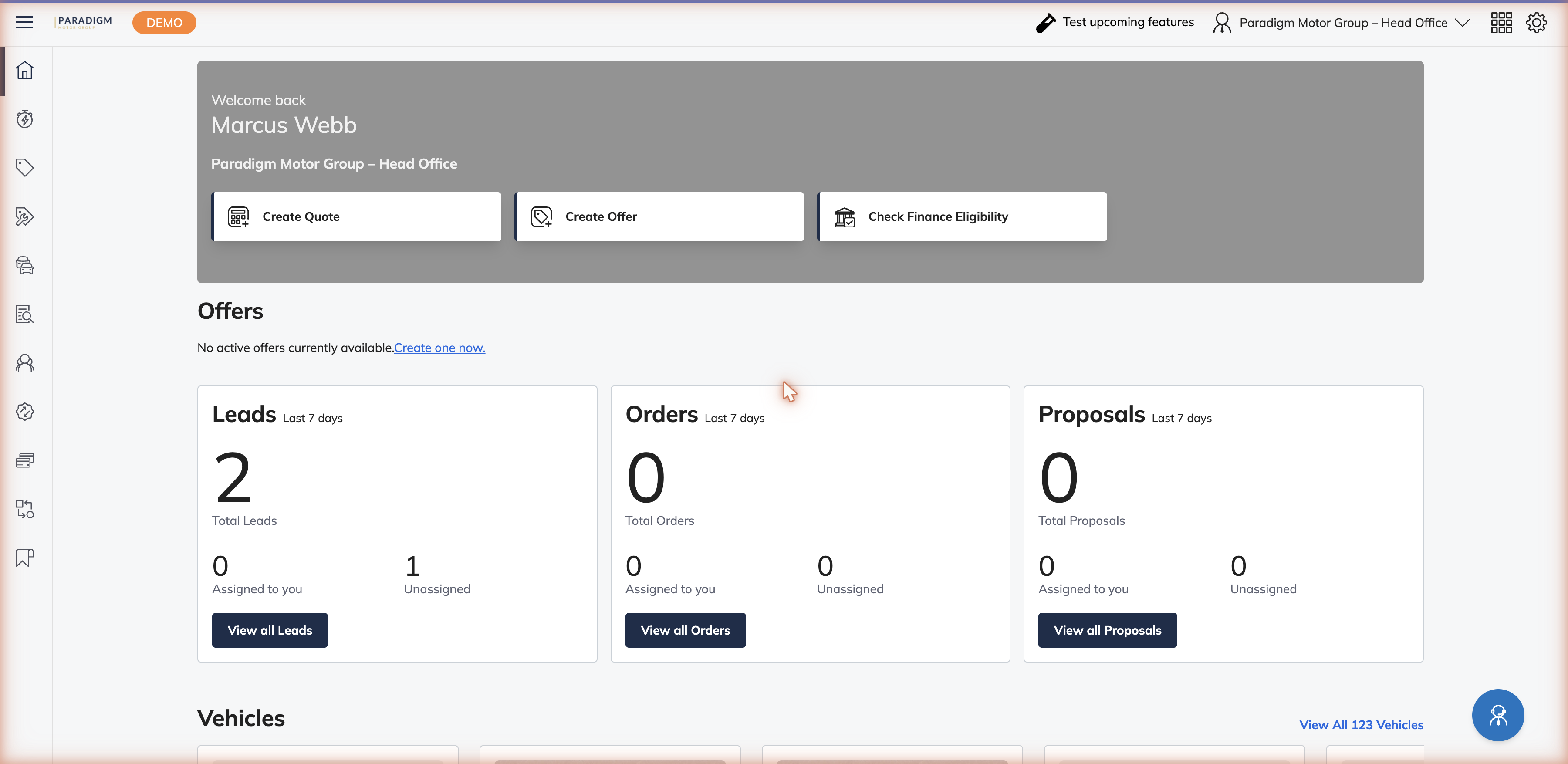 Point of Sale dashboard with the Offers widget visible