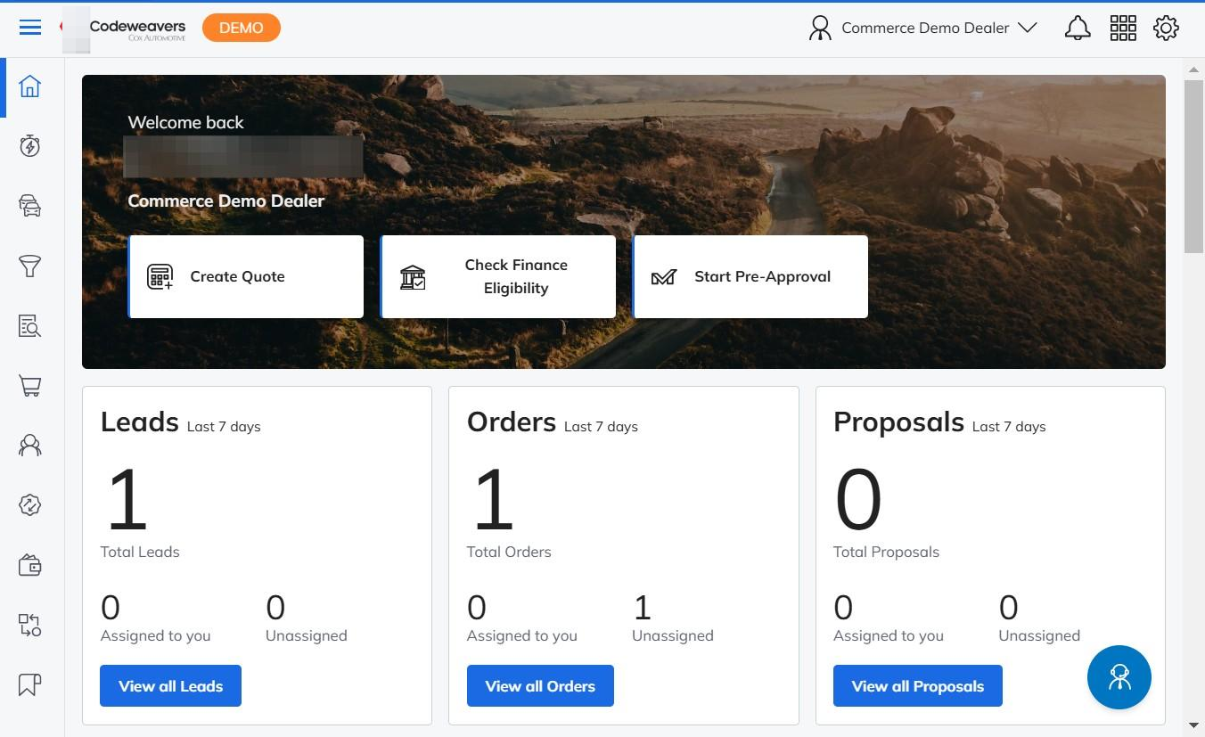 The Point of Sale portal with the navigation panel collapsed, showing the hamburger icon