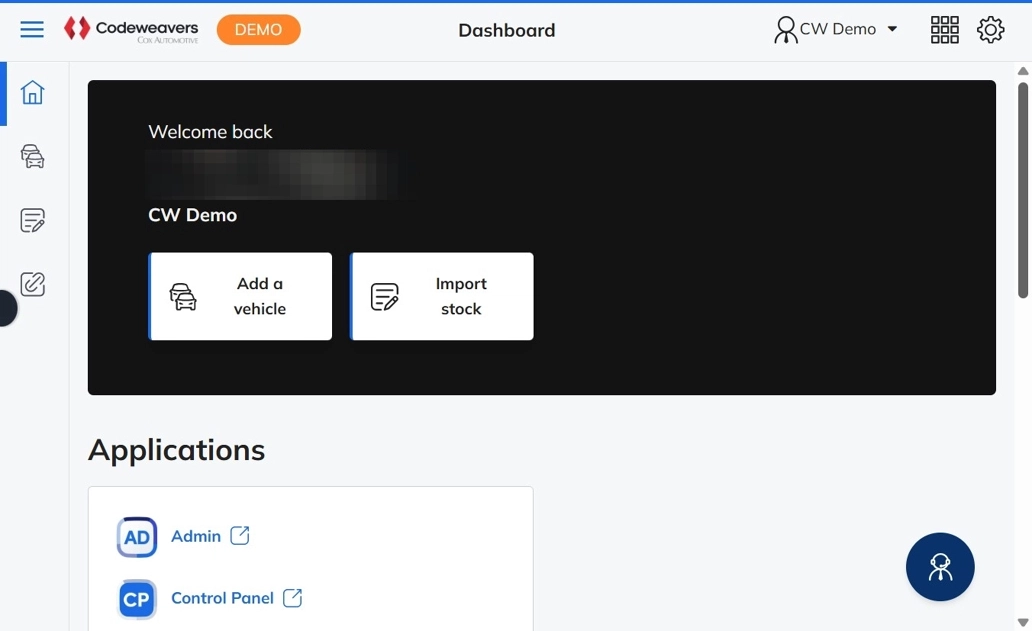 The app switcher showing available Codeweavers apps including Inventory